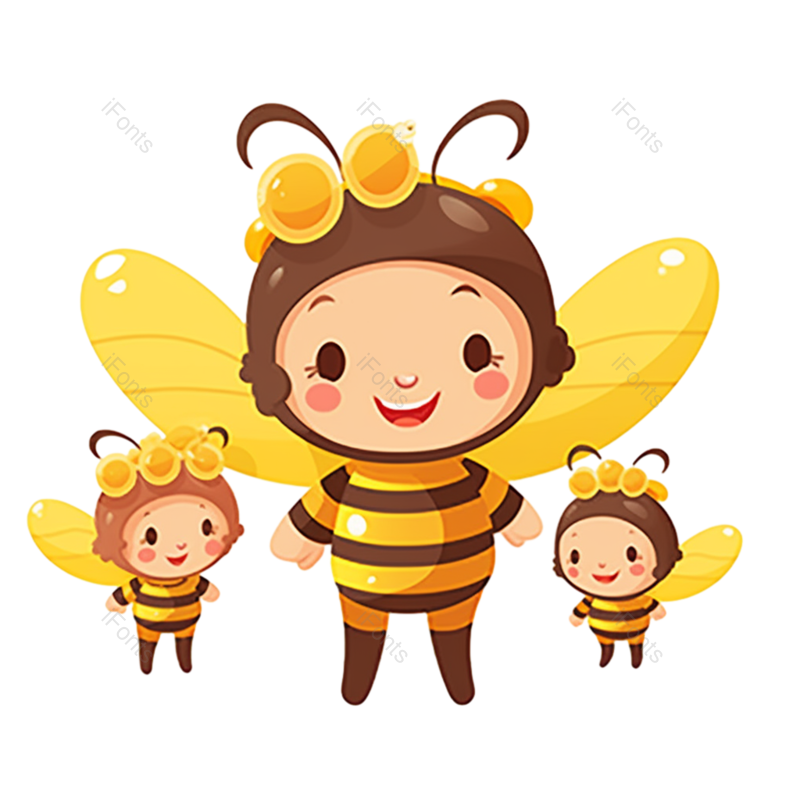 插图图片,儿童元素,蜜蜂PNG,小蜜蜂免抠素材